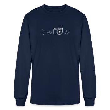Photographer Idea Heartbeat Photography Camera - Men's Long Sleeve T-Shirt - navy - Front