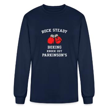 Rock Steady Boxing Knock Out Parkinson's Men - Men's Long Sleeve T-Shirt - navy - Front