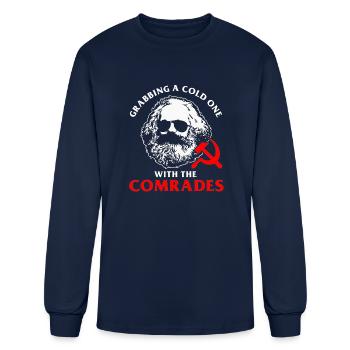 Crack Open A Cold One With The Comrades Karl Marx - Men's Long Sleeve T-Shirt - navy - Front