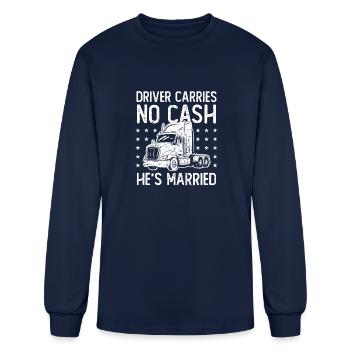 DIESEL TRUCKER: Driver Carries No Cash - Men's Long Sleeve T-Shirt - navy - Front