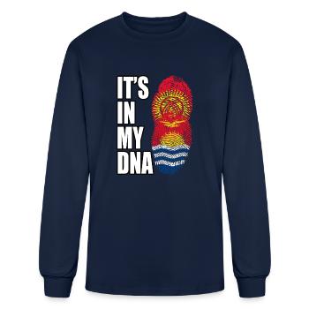 Kyrgyzstani And Kiribati Mix Heritage DNA Flag - Men's Long Sleeve T-Shirt - navy - Front