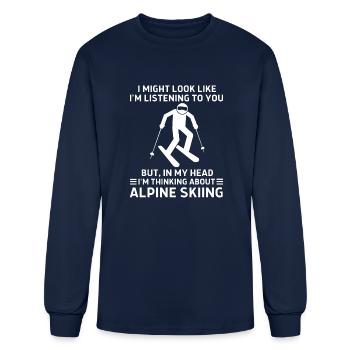 Alpine Ski In My Head - Men's Long Sleeve T-Shirt - navy - Front