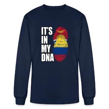 Kiribati And Colombian Mix Heritage DNA Flag - Men's Long Sleeve T-Shirt - navy - Front