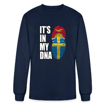 Kiribati And Swedish Mix Heritage DNA Flag - Men's Long Sleeve T-Shirt - navy - Front
