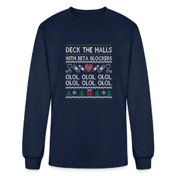 Deck The Halls With Beta Blockers OLOL - Men's Long Sleeve T-Shirt - navy - Front