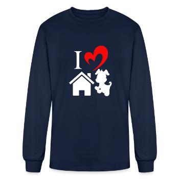 Love House Dog heart Valentines day Dog Loves Pet - Men's Long Sleeve T-Shirt - navy - Front