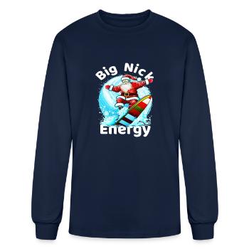 Big Nick Energy,Retro Santa - Men's Long Sleeve T-Shirt - navy - Front