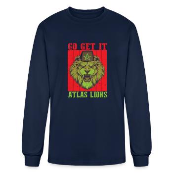 go get it atlas morocco lions Football Jersey fans - Men's Long Sleeve T-Shirt - navy - Front