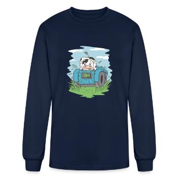 Cow eating grass tractor Cow eating grass tractor - Men's Long Sleeve T-Shirt - navy - Front