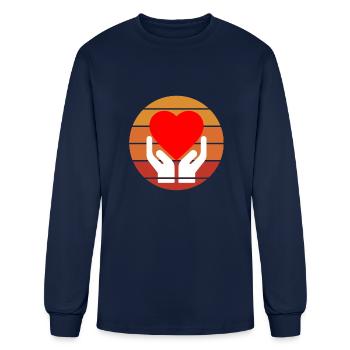 Heart and hand - Men's Long Sleeve T-Shirt - navy - Front