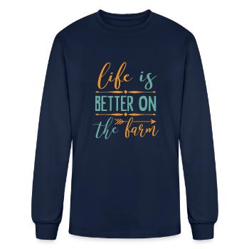 Life Is Better On The Farm Farming - Men's Long Sleeve T-Shirt - navy - Front