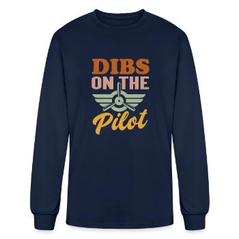 Dibs on the Pilot Gift for Pilot's Wife - Men's Long Sleeve T-Shirt - navy - Front