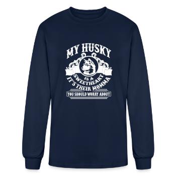 My Husky Is A Sweetheart Their Momma - Men's Long Sleeve T-Shirt - navy - Front