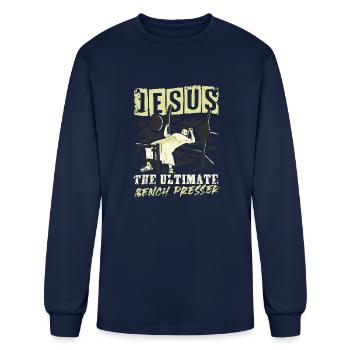 J.e.s.u.s The Ultimate Bench Presser - Men's Long Sleeve T-Shirt - navy - Front