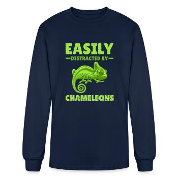 Easily Distracted By Chameleons - Men's Long Sleeve T-Shirt - navy - Front