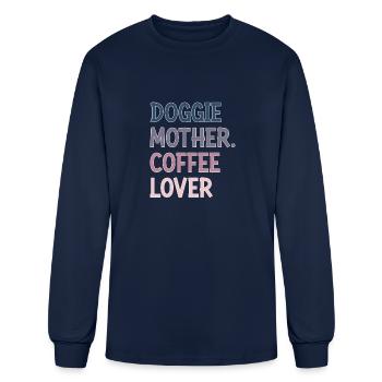 DOGGIE MOTHER. COFFEE LOVER - Men's Long Sleeve T-Shirt - navy - Front