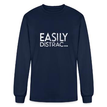 Easily Distracted - Men's Long Sleeve T-Shirt - navy - Front
