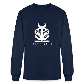 TryFishin Coastal Seaside Beach Fishing - Men's Long Sleeve T-Shirt - navy - Front
