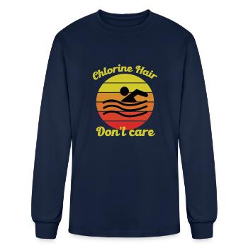 Chlorine Hair Dont Care - Men's Long Sleeve T-Shirt - navy - Front