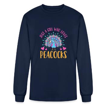 Peacock Just a Girl Who Loves Peacocks - Men's Long Sleeve T-Shirt - navy - Front