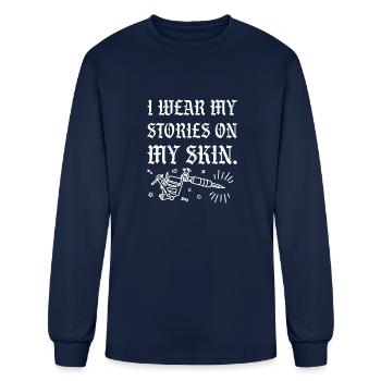 I Wear My Stories On My Skin - Men's Long Sleeve T-Shirt - navy - Front