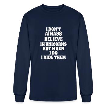 Unicorn Funny Shirt - Men's Long Sleeve T-Shirt - navy - Front