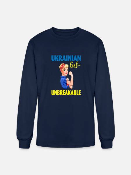 Ukrainian Girl Unbreakable - Men's Long Sleeve T-Shirt - navy