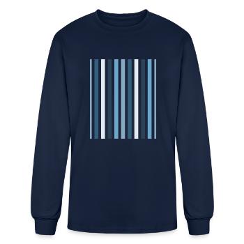Blue And White Vertical Striped - Men's Long Sleeve T-Shirt - navy - Front