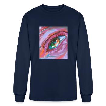 Anime Eyes Mouth - Men's Long Sleeve T-Shirt - navy - Front