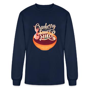 Cranberry Sauce Turkey Thanksgiving Day Dinner - Men's Long Sleeve T-Shirt - navy - Front