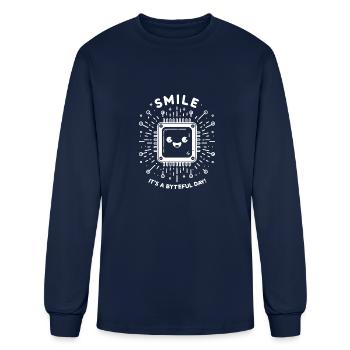 Smile It's a Byteful Day! - Men's Long Sleeve T-Shirt - navy - Front