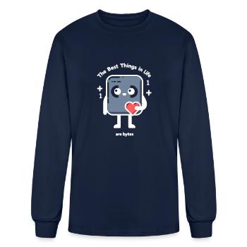 The Best Things in Life Are Bytes - Men's Long Sleeve T-Shirt - navy - Front
