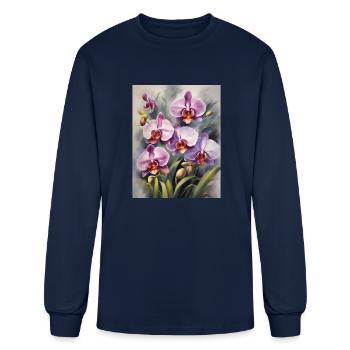 Orchids - Men's Long Sleeve T-Shirt - navy - Front