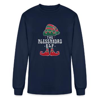 Alessandro Elf Family Matching Group Christmas - Men's Long Sleeve T-Shirt - navy - Front