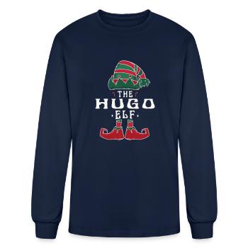 Hugo Elf Family Matching Group Christmas Mom Dad - Men's Long Sleeve T-Shirt - navy - Front