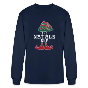 Natale Elf famille Match groupe Noël papa - T-shirt à manches longues Homme - marine - Devant
