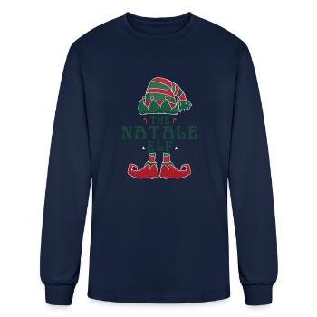 Le pyjama Natale Elf pour des vacances de Noël amusantes - T-shirt à manches longues Homme - marine - Devant