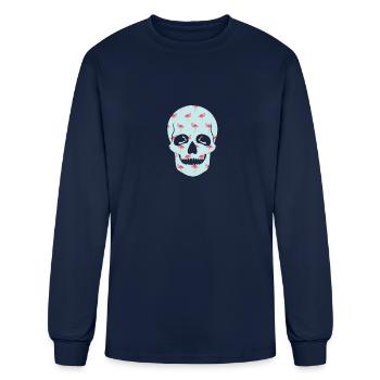 Flamingo Skull Creepy Pink Flamingo Flock Of Bird - Men's Long Sleeve T-Shirt - navy - Front