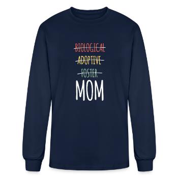 Biological Adoptive Foster Mom - Men's Long Sleeve T-Shirt - navy - Front