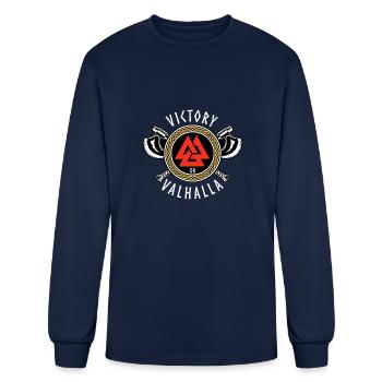 Victory Or Valhalla Norse Viking Mythology Valknut - Men's Long Sleeve T-Shirt - navy - Front