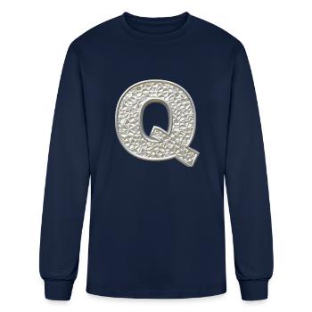 Q, letter, letter Q, initial, initial Q, monogram, - Men's Long Sleeve T-Shirt - navy - Front