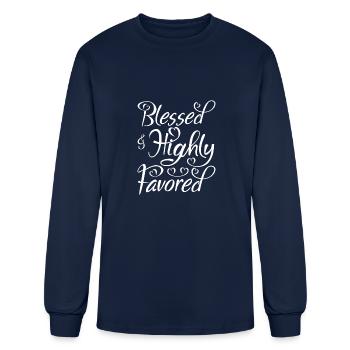 Bienheureux et très favorisé - T-shirt à manches longues Homme - marine - Devant