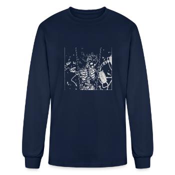 Heavy Metal Skelly (Blanc) - T-shirt à manches longues Homme - marine - Devant