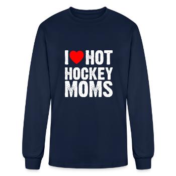 I Love Hot Hockey Moms - Men's Long Sleeve T-Shirt - navy - Front