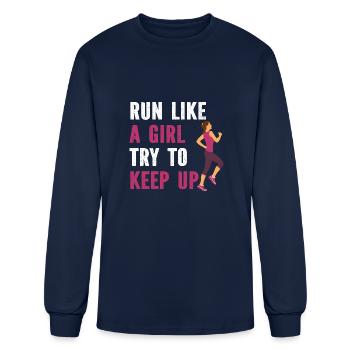 Run Like A Girl try to keep up - Men's Long Sleeve T-Shirt - navy - Front