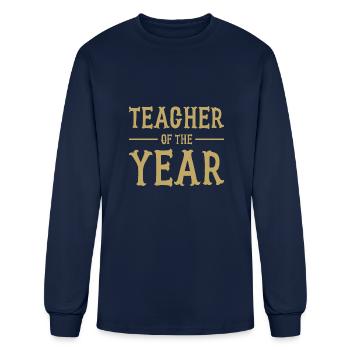 Teacher of the Year - Men's Long Sleeve T-Shirt - navy - Front