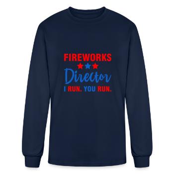 Fireworks Director i run you run - Men's Long Sleeve T-Shirt - navy - Front
