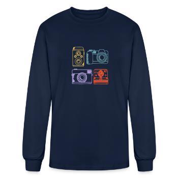 Vintage Camera Retro Color Pastel Hand Drawn - Men's Long Sleeve T-Shirt - navy - Front
