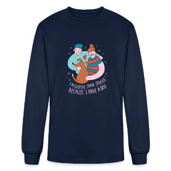 Happy dog dog owner happily satisfied - Men's Long Sleeve T-Shirt - navy - Front
