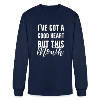 I ve Got A Good Heart But This Mouth - Men's Long Sleeve T-Shirt - navy - Front